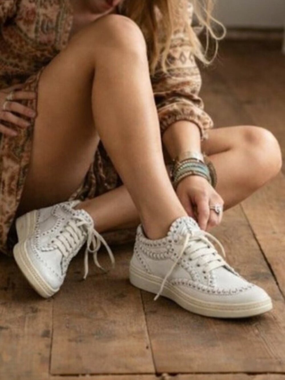 Alaia Tacco White Leather Overcast Stitch Lace Up Sneakers Size 36